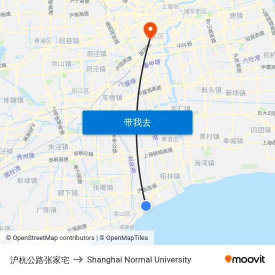 沪杭公路张家宅 to Shanghai Normal University map