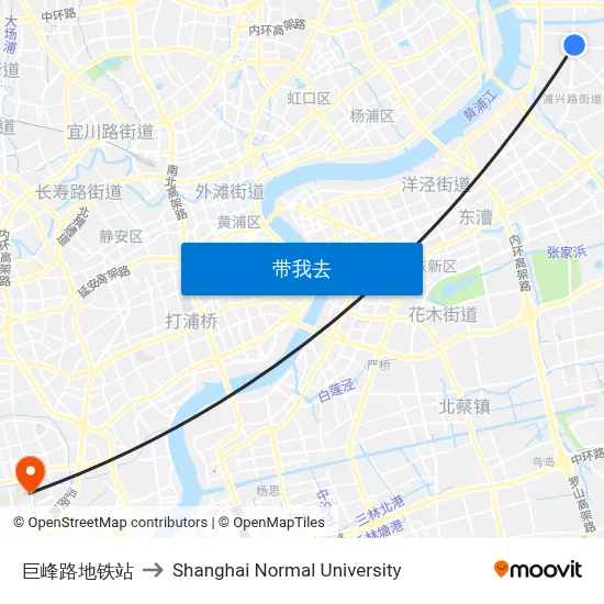 巨峰路地铁站 to Shanghai Normal University map