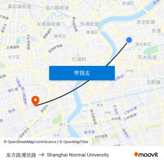 东方路潍坊路 to Shanghai Normal University map