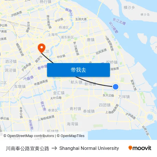 川南奉公路宣黄公路 to Shanghai Normal University map