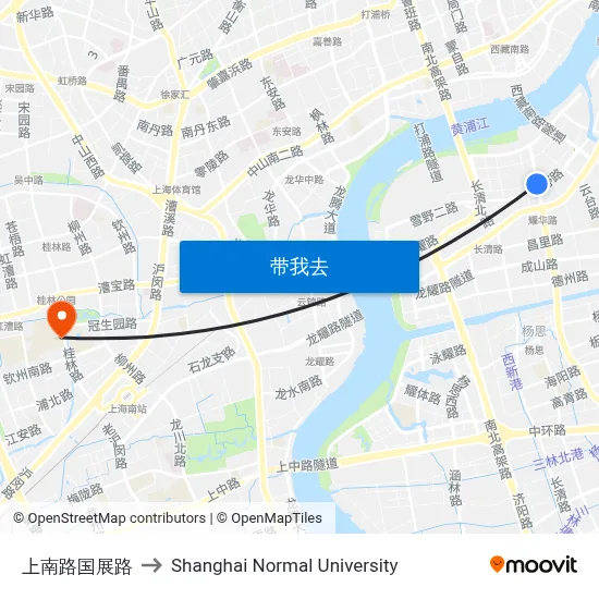 上南路国展路 to Shanghai Normal University map