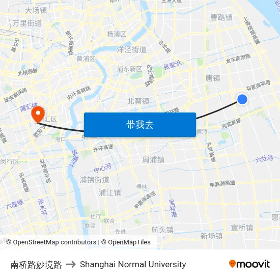 南桥路妙境路 to Shanghai Normal University map