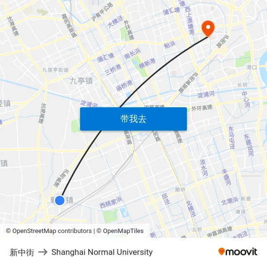 新中街 to Shanghai Normal University map