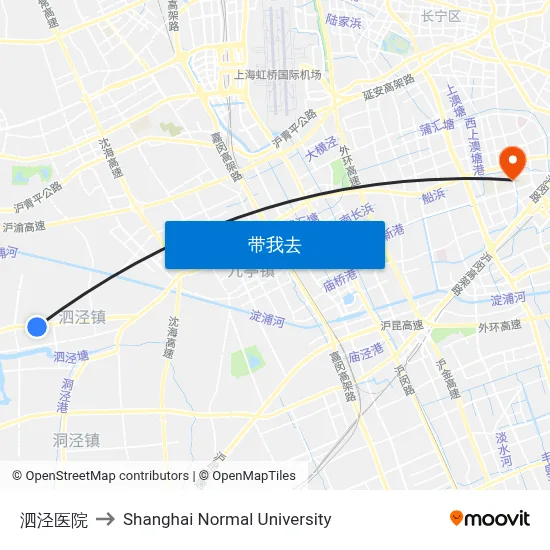泗泾医院 to Shanghai Normal University map