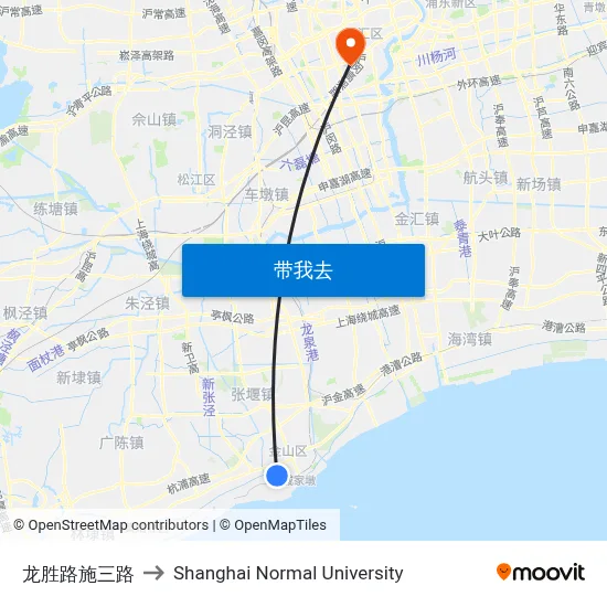 龙胜路施三路 to Shanghai Normal University map