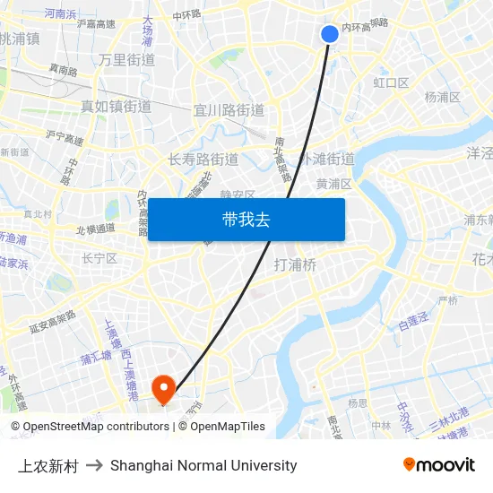 上农新村 to Shanghai Normal University map