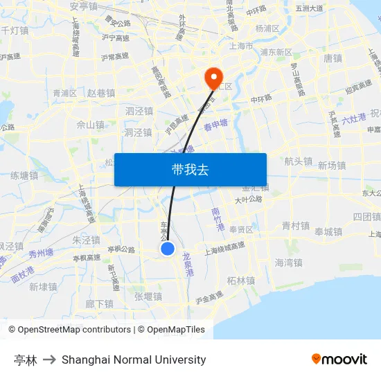 亭林 to Shanghai Normal University map