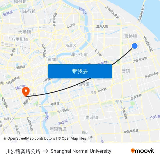 川沙路龚路公路 to Shanghai Normal University map