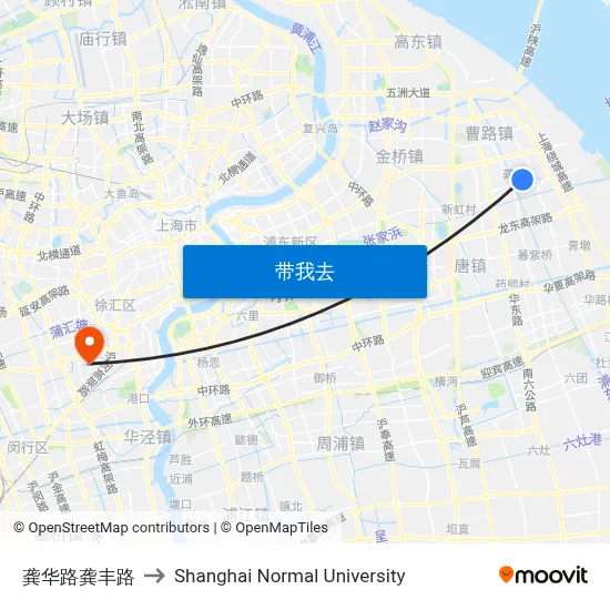 龚华路龚丰路 to Shanghai Normal University map