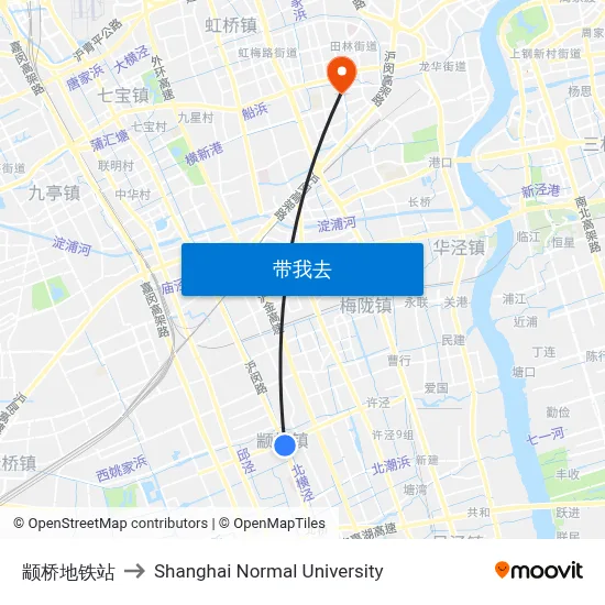 颛桥地铁站 to Shanghai Normal University map