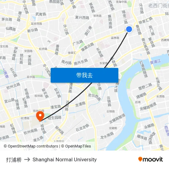 打浦桥 to Shanghai Normal University map