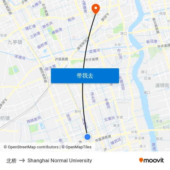 北桥 to Shanghai Normal University map