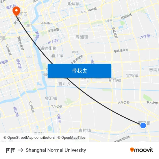 四团 to Shanghai Normal University map