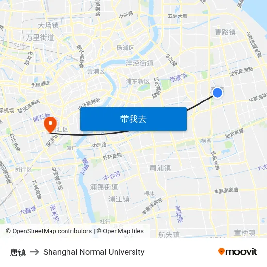 唐镇 to Shanghai Normal University map