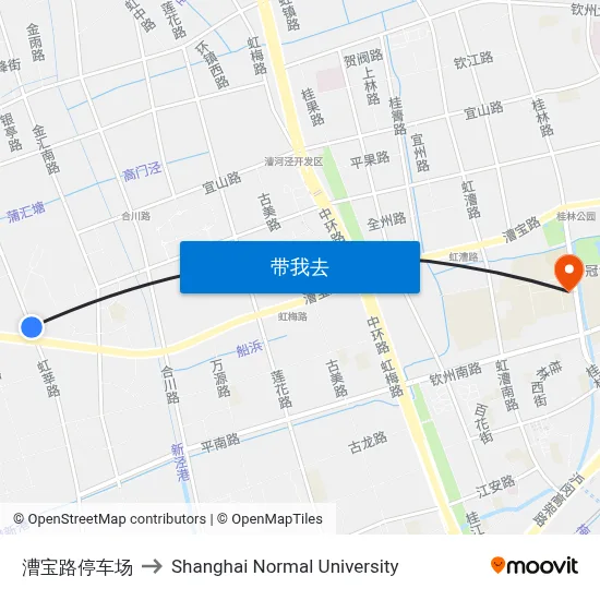漕宝路停车场 to Shanghai Normal University map