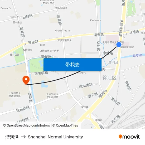 漕河泾 to Shanghai Normal University map