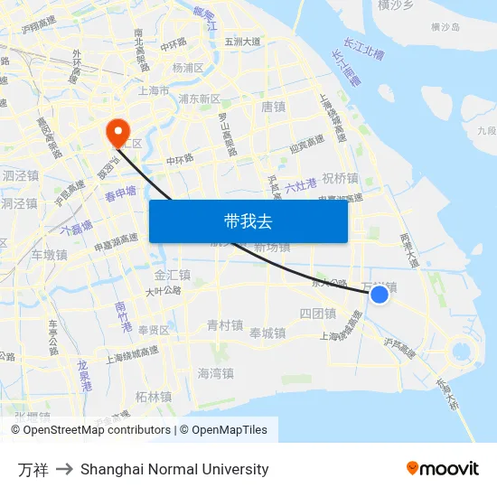 万祥 to Shanghai Normal University map