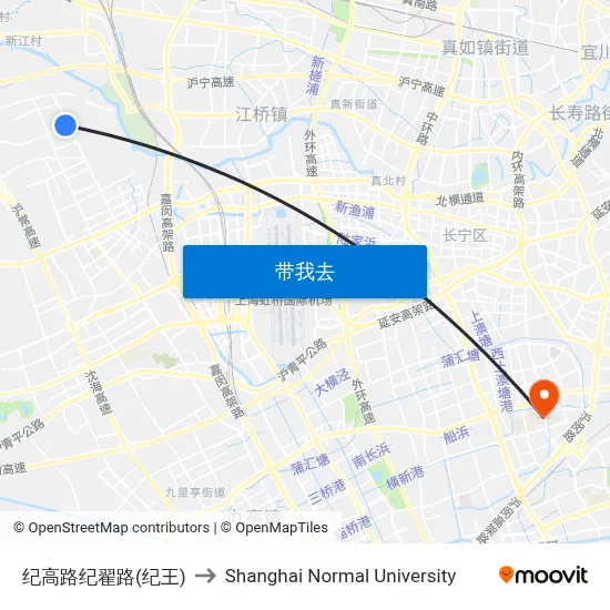 纪高路纪翟路(纪王) to Shanghai Normal University map