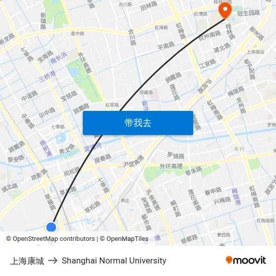 上海康城 to Shanghai Normal University map