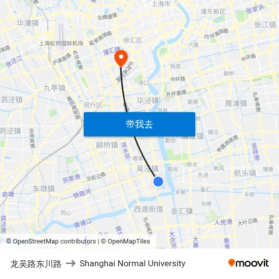 龙吴路东川路 to Shanghai Normal University map