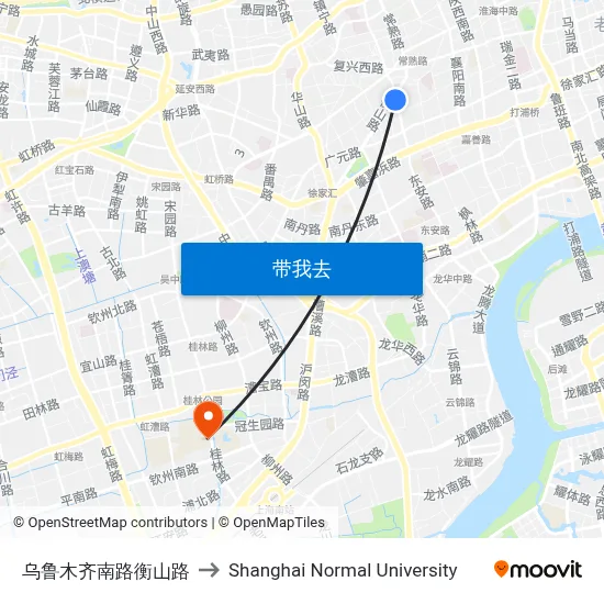 乌鲁木齐南路衡山路 to Shanghai Normal University map