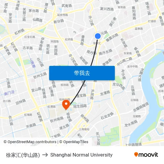 徐家汇(华山路) to Shanghai Normal University map