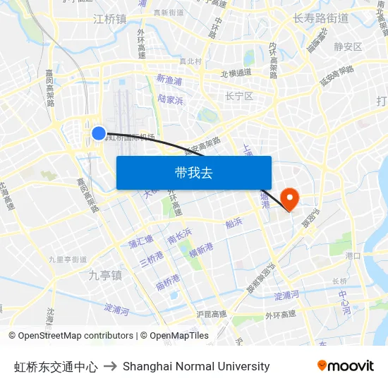 虹桥东交通中心 to Shanghai Normal University map