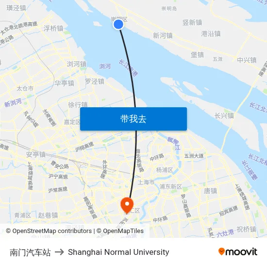 南门汽车站 to Shanghai Normal University map