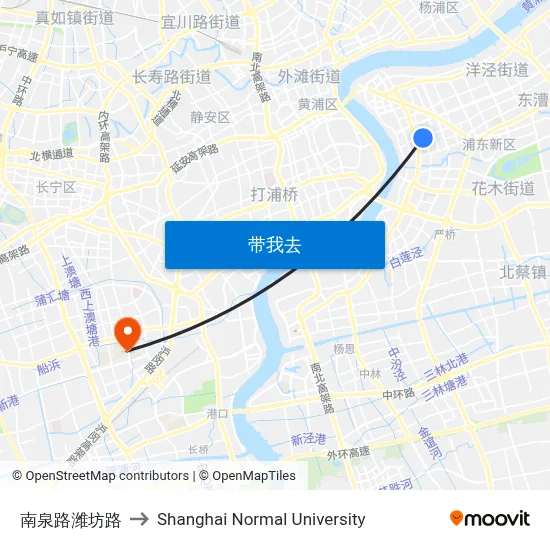 南泉路潍坊路 to Shanghai Normal University map