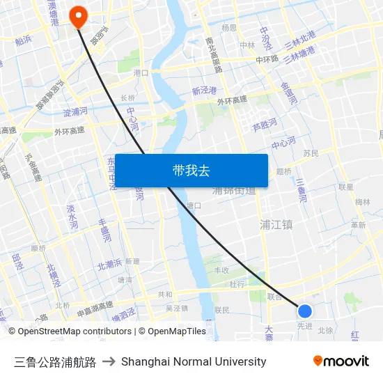 三鲁公路浦航路 to Shanghai Normal University map