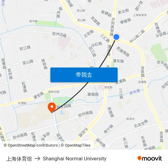 上海体育馆 to Shanghai Normal University map