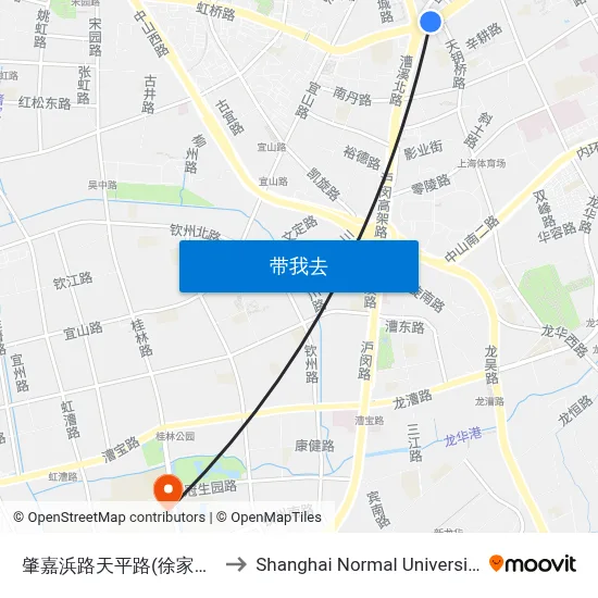 肇嘉浜路天平路(徐家汇) to Shanghai Normal University map