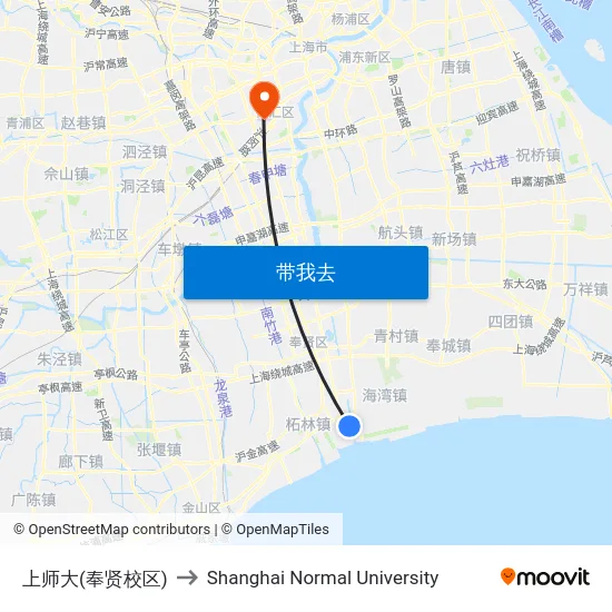 上师大(奉贤校区) to Shanghai Normal University map