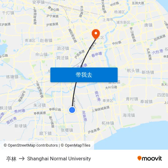 亭林 to Shanghai Normal University map