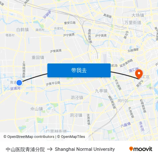 中山医院青浦分院 to Shanghai Normal University map