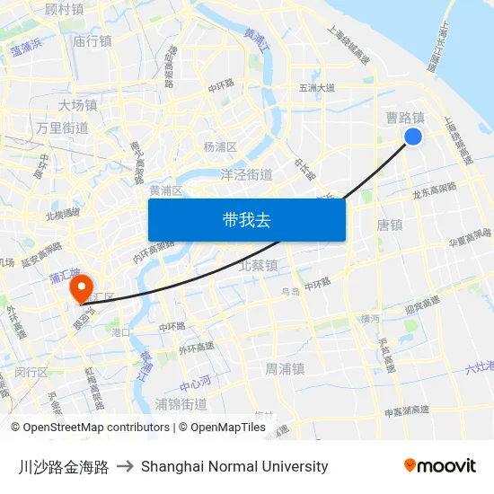川沙路金海路 to Shanghai Normal University map
