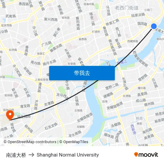 南浦大桥 to Shanghai Normal University map