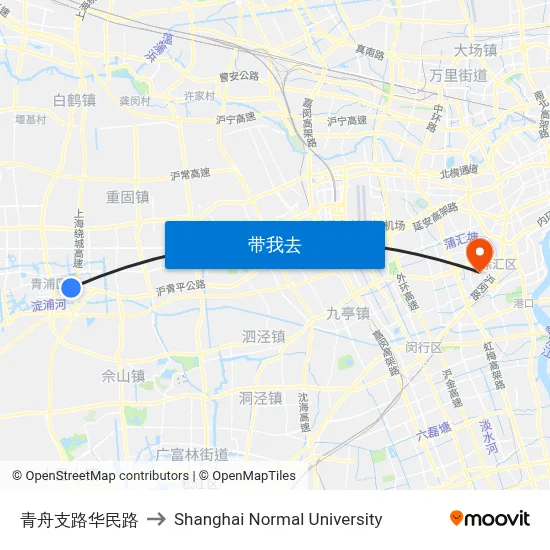 青舟支路华民路 to Shanghai Normal University map