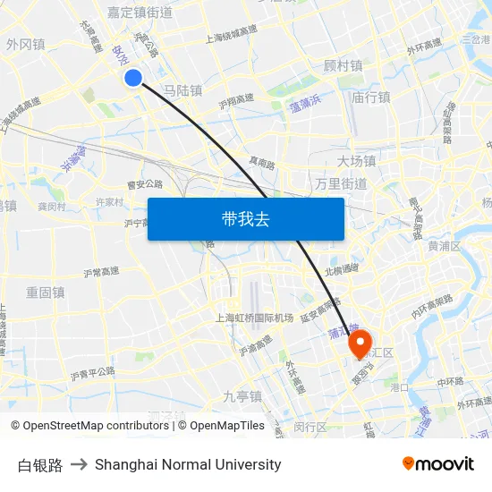 白银路 to Shanghai Normal University map