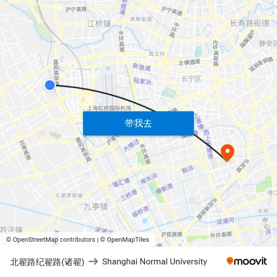 北翟路纪翟路(诸翟) to Shanghai Normal University map
