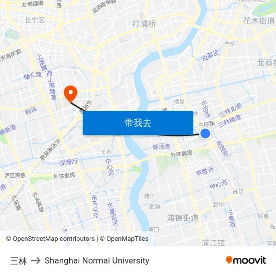 三林 to Shanghai Normal University map