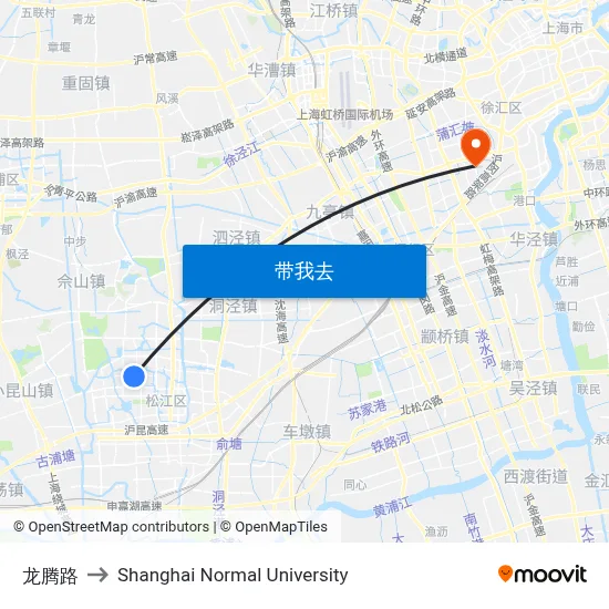龙腾路 to Shanghai Normal University map