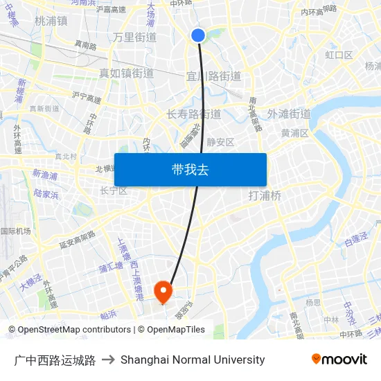 广中西路运城路 to Shanghai Normal University map