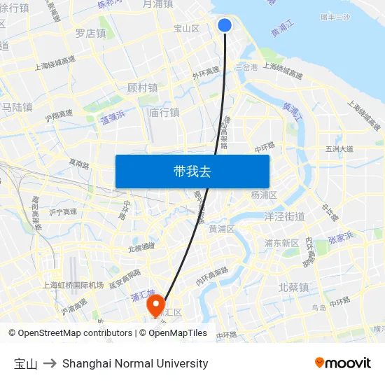 宝山 to Shanghai Normal University map
