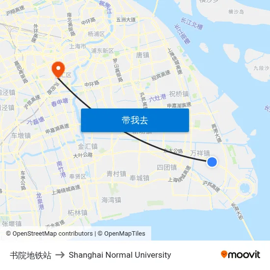 书院地铁站 to Shanghai Normal University map
