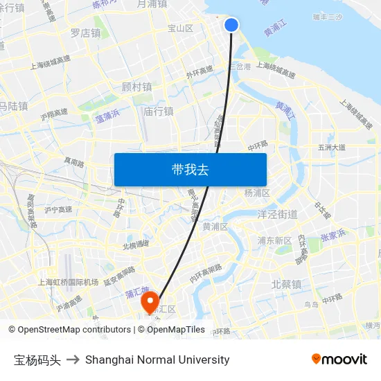 宝杨码头 to Shanghai Normal University map
