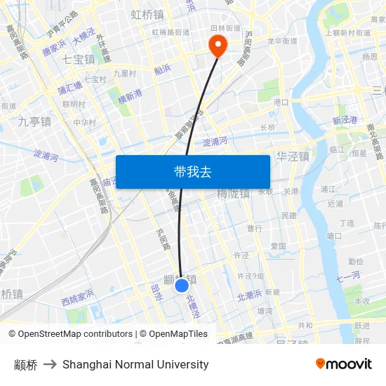 颛桥 to Shanghai Normal University map
