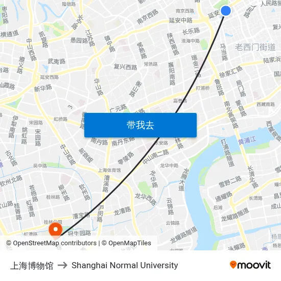 上海博物馆 to Shanghai Normal University map