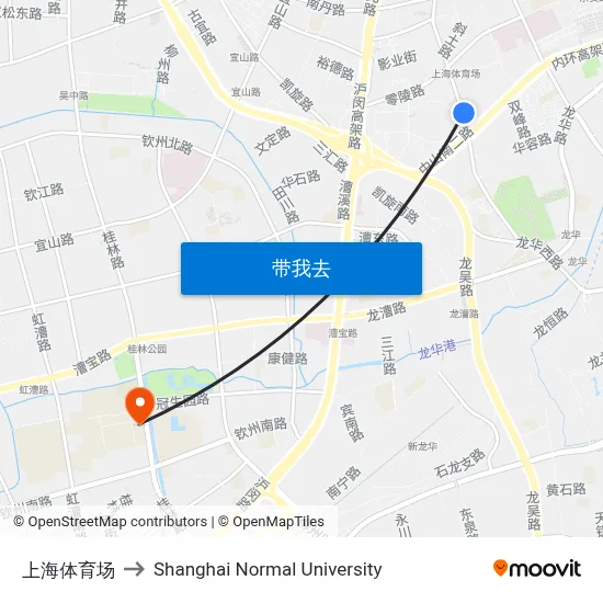 上海体育场 to Shanghai Normal University map