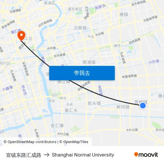宣镇东路汇成路 to Shanghai Normal University map